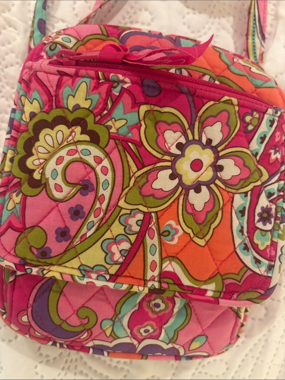 Vera Bradley Hot Pink Multicolor Floral Quilted Crossbody
